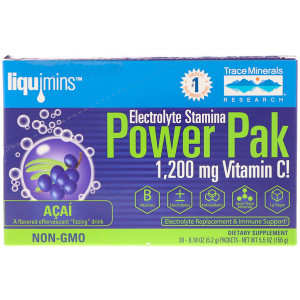 Trace Minerals Research, Electrolyte Stamina, PowerPak, Acai Berry, 1200 mg, 30 Packets, 0.18 oz (5.2 g) Each