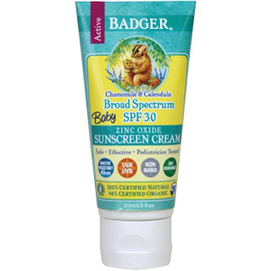 Badger Company, Baby Sunscreen Cream, SPF 30 PA+++, Chamomile & Calendula, 2.9 fl oz (87 ml)