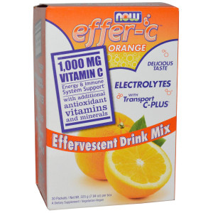 Now Foods, Effer-C, Effervescent Drink Mix, Orange, 30 Packets, 7.5 g Each