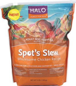 Halo Purely For Pets Spots Stew Adult Dog Formula Wholesome Chicken -- 4 lbs