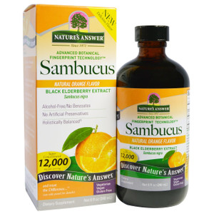 Natures Answer, Sambucus, Natural Orange Flavor, 12,000 mg, 8 fl oz (240 ml)
