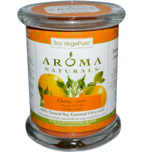 Aroma Naturals, Soy VegePure, 100% Natural Soy Essential Oil Candle, Clarity, Orange & Cedar, 8.8 oz (260 g)