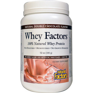 Natural Factors, Whey Factors, 100% Natural Whey Protein, Natural Double Chocolate Flavor, 12 oz (340 g)