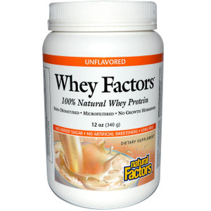 Natural Factors, Whey Factors, 100% Natural Whey Protein, Unflavored, 12 oz (340 g) (Discontinued Item)