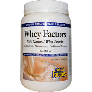 Natural Factors, Whey Factors, 100% Natural Whey Protein, Natural French Vanilla Flavor, 12 oz (340 g)