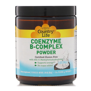 Country Life, Coenzyme B-Complex Powder, Coconut, 1.95 oz (55 g) (Discontinued Item)