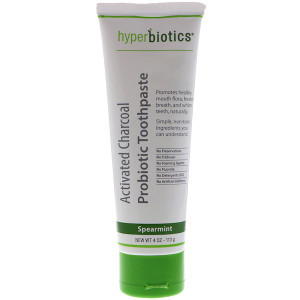 Hyperbiotics, Activated Charcoal Probiotic Toothpaste, Spearmint, 4 oz (113 g)