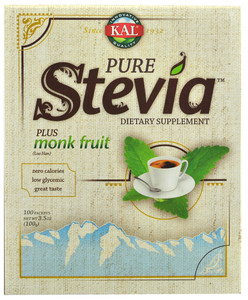 KAL, Sure Stevia, Plus Monk Fruit, 100 Packets, 3.5 oz (100 g)