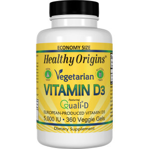 Healthy Origins, Vegetarian Vitamin D3, 5,000 IU, 360 Veggie Gels