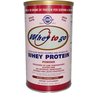 Solgar, Whey To Go, Whey Protein Powder, Strawberry, 16 oz (453.5 g)