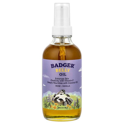 <img alt="Badger, Belly Oil, Rose & Vanilla, 4 fl oz (118 ml)" title="Badger, Belly Oil, Rose & Vanilla, 4 fl oz (118 ml),634084320022"