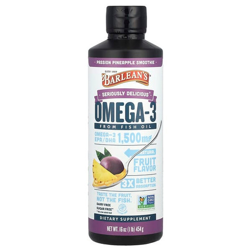 <img alt="Barleans, Seriously Delicious, Omega-3 From Fish Oil, Passion Pineapple Smoothie, 16 oz (454 g)" title="Barleans, Seriously Delicious, Omega-3 From Fish Oil, Passion Pineapple Smoothie, 16 oz (454 g),705875660037"
