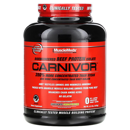<img alt="MuscleMeds, Carnivor, Bioengineered Beef Protein Isolate, Chocolate Peanut Butter,  4.14 lbs (1,876 g)" title="MuscleMeds, Carnivor, Bioengineered Beef Protein Isolate, Chocolate Peanut Butter,  4.14 lbs (1,876 g),891597003655"
