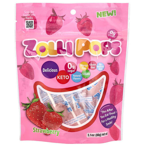 <img alt="Zollipops, Suckers, Strawberry, 3.1 oz (88 g)" title="Zollipops, Suckers, Strawberry, 3.1 oz (88 g),853231003315"