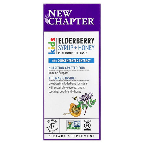 <img alt="New Chapter, Kids, Elderberry Syrup + Honey, Ages 2+, 4 fl oz (118 ml)" title="New Chapter, Kids, Elderberry Syrup + Honey, Ages 2+, 4 fl oz (118 ml),727783903181"