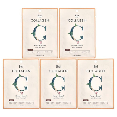 <img alt="Rael, Beauty, Collagen Facial Beauty Sheet Masks, 5 Sheets, 0.84 fl oz (25 ml) Each" title="Rael, Beauty, Collagen Facial Beauty Sheet Masks, 5 Sheets, 0.84 fl oz (25 ml) Each,810027130471"