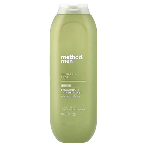 <img alt="Method, Men, 2-In-1 Shampoo + Conditioner, Juniper + Sage, 14 fl oz (414 ml)" title="Method, Men, 2-In-1 Shampoo + Conditioner, Juniper + Sage, 14 fl oz (414 ml),843536101168"