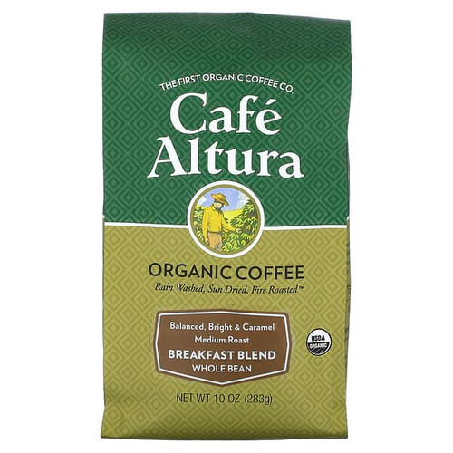 <img alt="Cafe Altura, Organic Coffee, Breakfast Blend, Whole Bean, Medium Roast, 10 oz (283 g)" title="Cafe Altura, Organic Coffee, Breakfast Blend, Whole Bean, Medium Roast, 10 oz (283 g),032843335308"