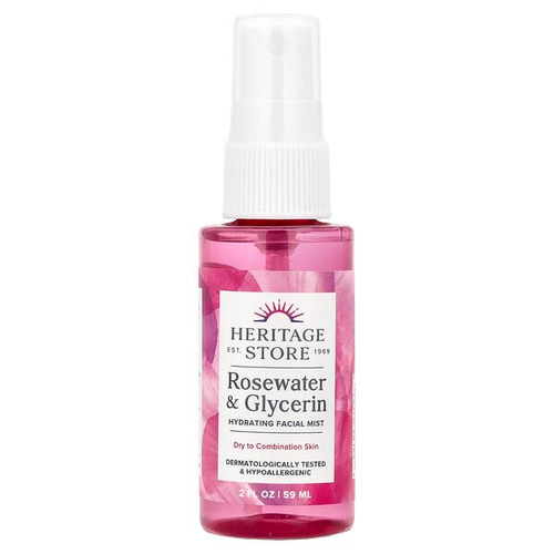 <img alt="Heritage Store, Rosewater & Glycerin, Hydrating Facial Mist, 2 fl oz (59 ml)" title="Heritage Store, Rosewater & Glycerin, Hydrating Facial Mist, 2 fl oz (59 ml),076970281848"