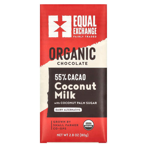 <img alt="Equal Exchange, Organic Coconut Milk Chocolate,  With Coconut Palm Sugar, 55% Cacao, 2.8 oz (80 g)" title="Equal Exchange, Organic Coconut Milk Chocolate,  With Coconut Palm Sugar, 55% Cacao, 2.8 oz (80 g),745998990703"