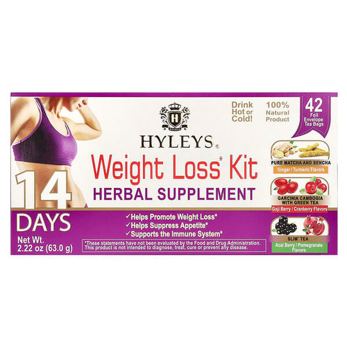 <img alt="Hyleys Tea, 14 Days Weight Loss Kit, 42 Foil Envelope Tea Bags, 2.22 oz (63 g)" title="Hyleys Tea, 14 Days Weight Loss Kit, 42 Foil Envelope Tea Bags, 2.22 oz (63 g),4791045018889"