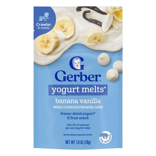 <img alt="Gerber, Yogurt Melts, 8+ Months, Banana Vanilla, 1 oz (28 g)" title="Gerber, Yogurt Melts, 8+ Months, Banana Vanilla, 1 oz (28 g),015000047986"
