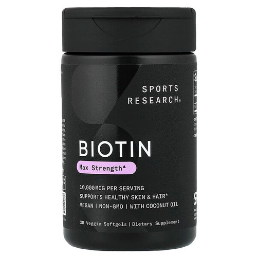 <img alt="Sports Research, Biotin, 10,000 mcg, 30 Veggie Softgels" title="Sports Research, Biotin, 10,000 mcg, 30 Veggie Softgels,023249011385"