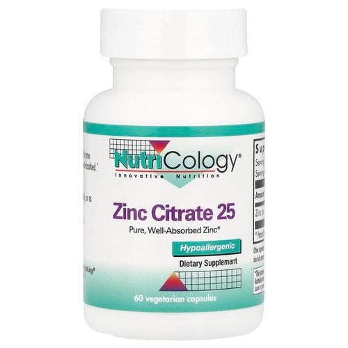 <img alt="Nutricology, Zinc Citrate 25, 25 mg, 60 Vegetarian Capsules" title="Nutricology, Zinc Citrate 25, 25 mg, 60 Vegetarian Capsules,713947502802"