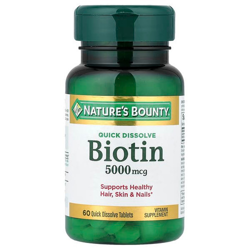 <img alt="Natures Bounty, Biotin, Strawberry, 5,000 mcg, 60 Quick Dissolve Tablets" title="Natures Bounty, Biotin, Strawberry, 5,000 mcg, 60 Quick Dissolve Tablets,074312589133"