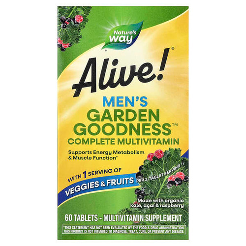 <img alt="Natures Way, Alive Garden Goodness, Mens Complete Multivitamin, 60 Tablets" title="Natures Way, Alive Garden Goodness, Mens Complete Multivitamin, 60 Tablets,033674121122"