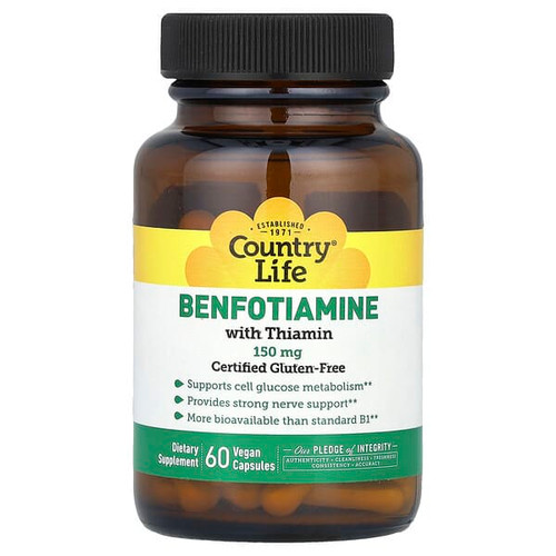 <img alt="Country Life, Benfotiamine with Thiamin, 150 mg, 60 Vegan Capsules" title="Country Life, Benfotiamine with Thiamin, 150 mg, 60 Vegan Capsules,015794060031"