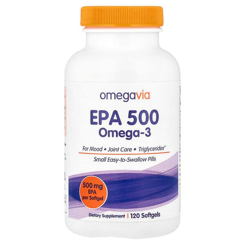 <img alt="OmegaVia, EPA 500, Omega-3, 500 mg, 120 Softgels" title="OmegaVia, EPA 500, Omega-3, 500 mg, 120 Softgels,736211581785"