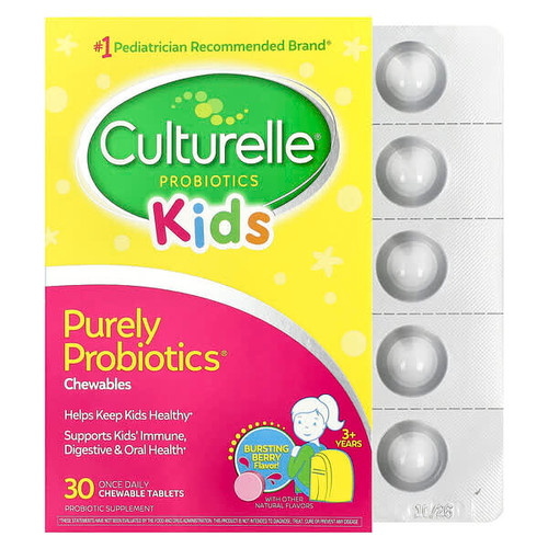 <img alt="Culturelle, Kids, Purely Probiotics Chewables, 3+ Years, Bursting Berry, 30 Chewable Tablets (25  mg Per Tablet)" title="Culturelle, Kids, Purely Probiotics Chewables, 3+ Years, Bursting Berry, 30 Chewable Tablets (25  mg Per Tablet),049100400150"