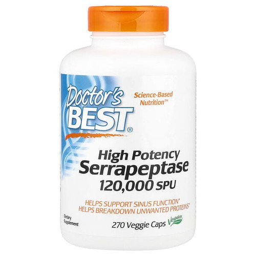 <img alt="Doctors Best, High Potency Serrapeptase, 120,000 SPU, 270 Veggie Caps" title="Doctors Best, High Potency Serrapeptase, 120,000 SPU, 270 Veggie Caps,753950003071"