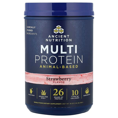 <img alt="Ancient Nutrition, Multi Protein, Animal-Based, Strawberry, 1.14 lb (518 g)" title="Ancient Nutrition, Multi Protein, Animal-Based, Strawberry, 1.14 lb (518 g),816401028693"