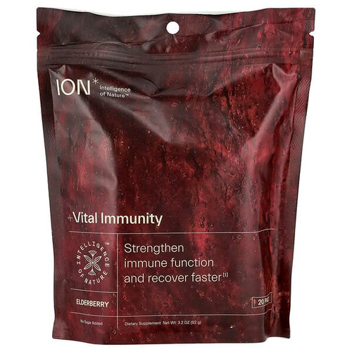 <img alt="ION Intelligence of Nature, Vital Immunity, Elderberry, 20 Pack, 3.2 oz (92 g)" title="ION Intelligence of Nature, Vital Immunity, Elderberry, 20 Pack, 3.2 oz (92 g),858562007193"