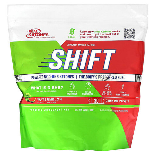 <img alt="Real Ketones, Shift, Watermelon, 30 Drink Mix Packets,  0.26 oz (7.5 g) Each" title="Real Ketones, Shift, Watermelon, 30 Drink Mix Packets,  0.26 oz (7.5 g) Each,850024263420"