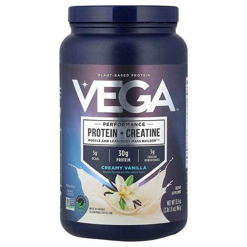 <img alt="Vega, Plant-Based Performance Protein + Creatine, Creamy Vanilla, 2 lb 1.9 oz (960 g)" title="Vega, Plant-Based Performance Protein + Creatine, Creamy Vanilla, 2 lb 1.9 oz (960 g),838766002088"