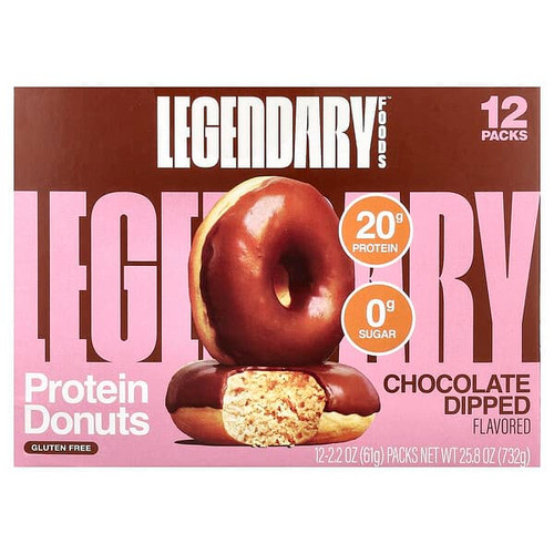 <img alt="Legendary Foods, Protein Donuts, Chocolate Dipped, 12 Packs, 2.2 oz (61 g) Each" title="Legendary Foods, Protein Donuts, Chocolate Dipped, 12 Packs, 2.2 oz (61 g) Each,810035972735"