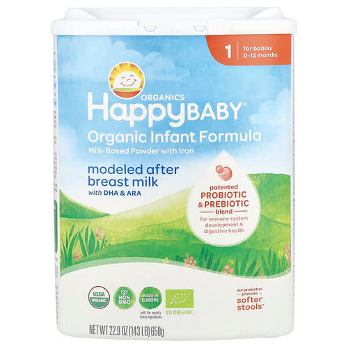 <img alt="Happy Family Organics, Organic Infant Formula, Milk-Based Powder with Iron, 0-12 Months , 22.9 oz (650 g)" title="Happy Family Organics, Organic Infant Formula, Milk-Based Powder with Iron, 0-12 Months , 22.9 oz (650 g),819573017076"