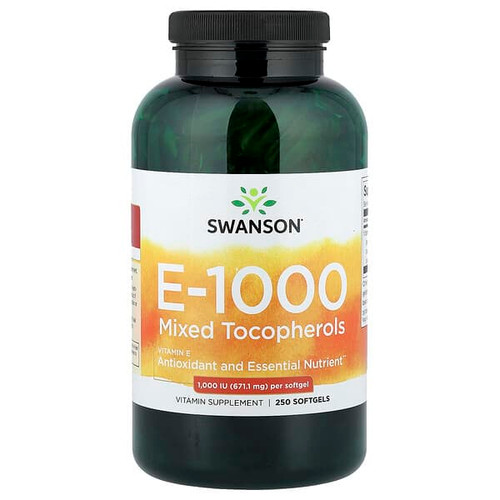 <img alt="Swanson Vitamins, Vitamin E-1000, Mixed Tocopherols, 1,000 IU (671.1 mg), 250 Softgels" title="Swanson Vitamins, Vitamin E-1000, Mixed Tocopherols, 1,000 IU (671.1 mg), 250 Softgels,087614011561"