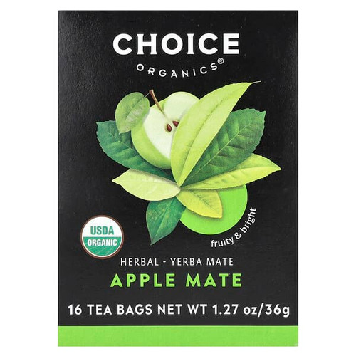 <img alt="Choice Organics, Herbal Yerba Mate, Apple Mate, 16 Tea Bags, 1.27 oz (36 g)" title="Choice Organics, Herbal Yerba Mate, Apple Mate, 16 Tea Bags, 1.27 oz (36 g),047445600570"