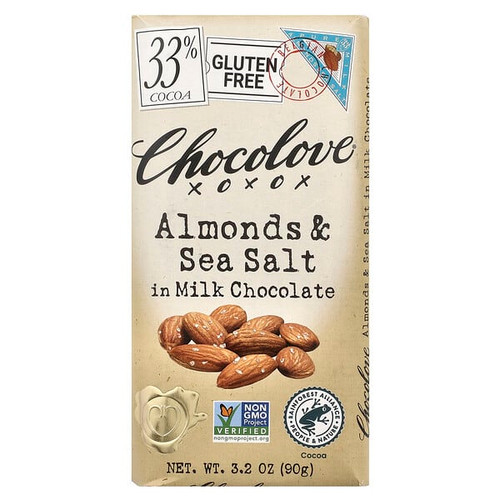 <img alt="Chocolove, Almonds & Seal Salt in Milk Chocolate, 33% Cocoa, 3.2 oz (90 g)" title="Chocolove, Almonds & Seal Salt in Milk Chocolate, 33% Cocoa, 3.2 oz (90 g),716270001370"