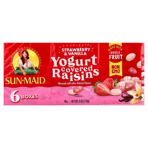 <img alt="Sun-Maid, Yogurt Covered Raisins, Strawberry & Vanilla,  6 Boxes, 1 oz (28.3 g) Each" title="Sun-Maid, Yogurt Covered Raisins, Strawberry & Vanilla,  6 Boxes, 1 oz (28.3 g) Each,041143090534"