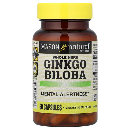 <img alt="Mason Natural, Whole Herb Ginkgo Biloba, 60 Capsules (125 mg per Capsule)" title="Mason Natural, Whole Herb Ginkgo Biloba, 60 Capsules (125 mg per Capsule),311845177353"