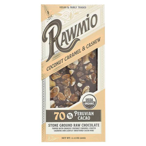 <img alt="Rawmio, Stone Ground Raw Chocolate, Coconut Caramel & Cashew, 2.12 oz (60 g)" title="Rawmio, Stone Ground Raw Chocolate, Coconut Caramel & Cashew, 2.12 oz (60 g),850020805037"
