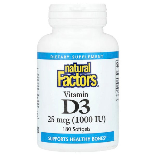 <img alt="Natural Factors, Vitamin D3, 25 mcg (1,000 IU), 180 Softgels" title="Natural Factors, Vitamin D3, 25 mcg (1,000 IU), 180 Softgels,068958010540"
