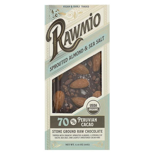 <img alt="Rawmio, Stone Ground Raw Chocolate, Sprouted Almond & Sea Salt, 2.12 oz (60 g)" title="Rawmio, Stone Ground Raw Chocolate, Sprouted Almond & Sea Salt, 2.12 oz (60 g),850020805020"