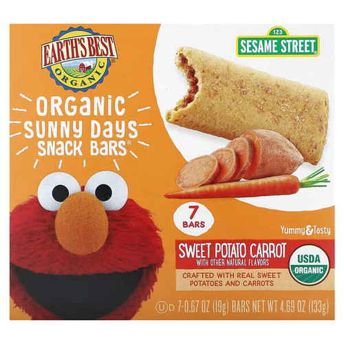 <img alt="Earths Best, Organic Sunny Days Snack Bars, 2 Years and Up, Sweet Potato, Carrot, 7 Bars, 0.67 oz (19 g) Each" title="Earths Best, Organic Sunny Days Snack Bars, 2 Years and Up, Sweet Potato, Carrot, 7 Bars, 0.67 oz (19 g) Each,023923334984"