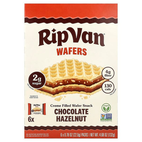 <img alt="Rip Van Wafels, Creme Filled Wafer Snack, Chocolate Hazelnut, 6 Pack, 0.78 oz (22 g) Each" title="Rip Van Wafels, Creme Filled Wafer Snack, Chocolate Hazelnut, 6 Pack, 0.78 oz (22 g) Each,850020705849"